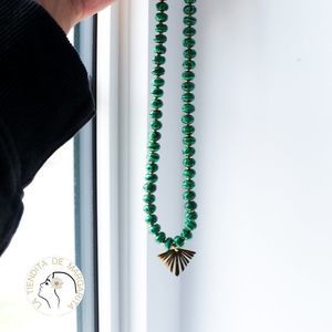 rondelle beads malachite handmade gold plated